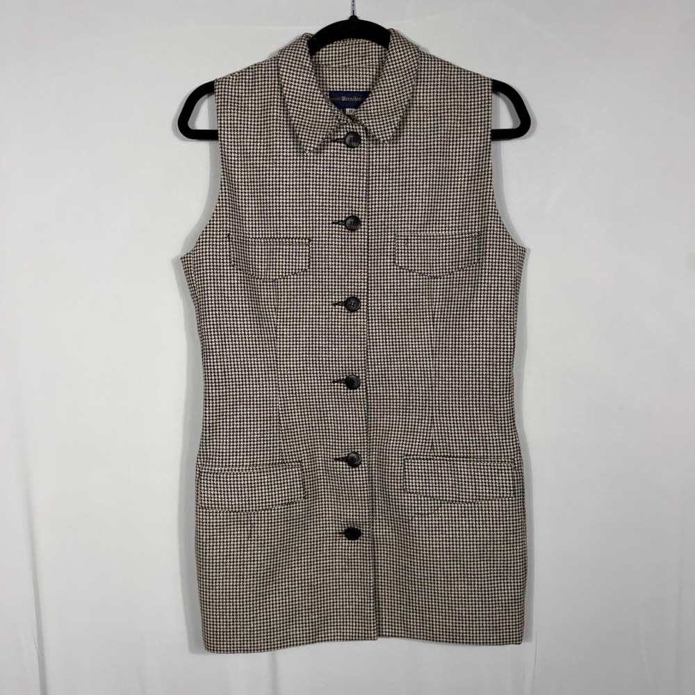 Vtg Breeches Houndstooth Vest Silk Wool Sz 8 Blk & White Mod Equestrian 90s USA